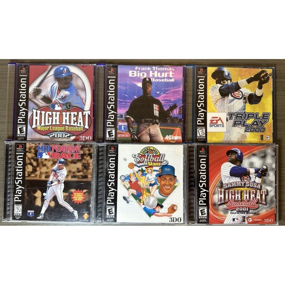 PS1 Baseball Lot - Pennant Race, Sammy Sosa Softball Slam, High Heat, and MORE